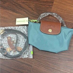 Longchamp Mini Bag in Teal and Brown